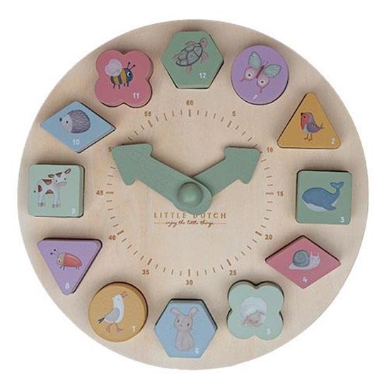 Ceas educativ din lemn, Little Dutch, 22x22x2.3cm, +24 luni - eMAG.ro