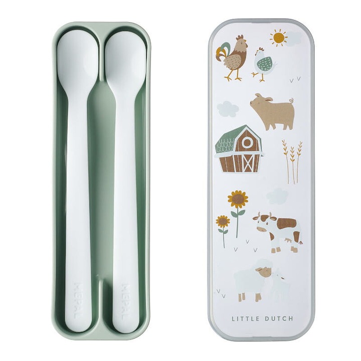 2 darabos Mio Little Farm etetőkanál készlet, Mepal, BPA-mentes, tokkal, műanyag