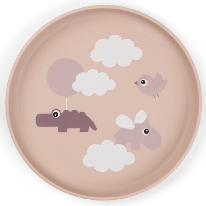 Done By Deer Foodie babatányér, csúszásmentes, rózsaszín, 20cm