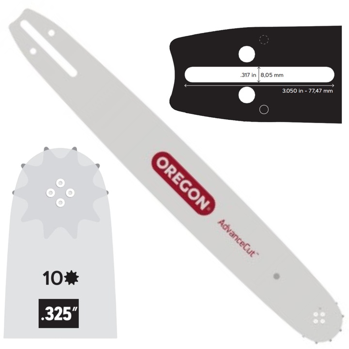 Ghidaj de fierastrau cu lant Oregon AdvanceCut, 16", 3/8", 1.5 mm, argintiu