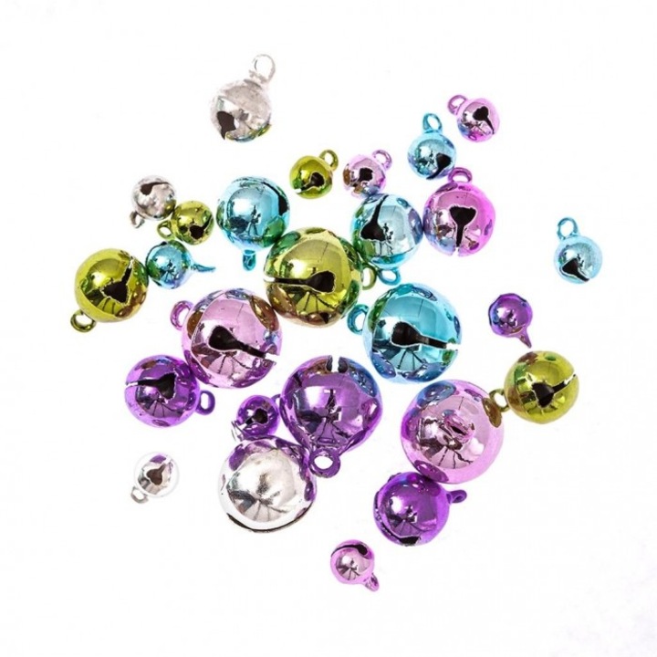 Set de 26 clopotei din metal decorativi Dalprint, multicolor, diverse dimensiuni (0.5-1.5cm)
