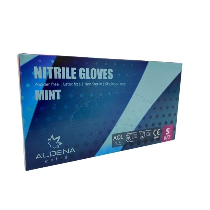 Eldobható zöld nitril kesztyű S-es méret, 100 db. egy dobozban