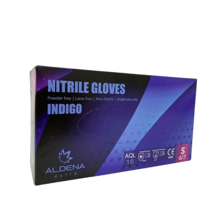 Eldobható nitril ibolya kesztyű S méret, 100 db egy dobozban