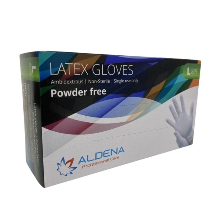 Aldena Latex kesztyű, L-es méret, tejfehér, 100 db/doboz