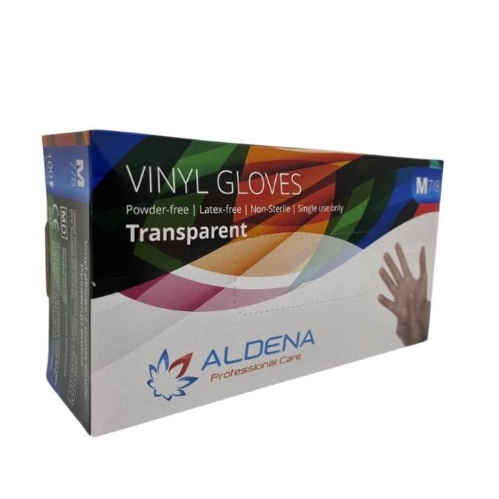 Aldena vinil kesztyű, M-es méret, 100 db/doboz