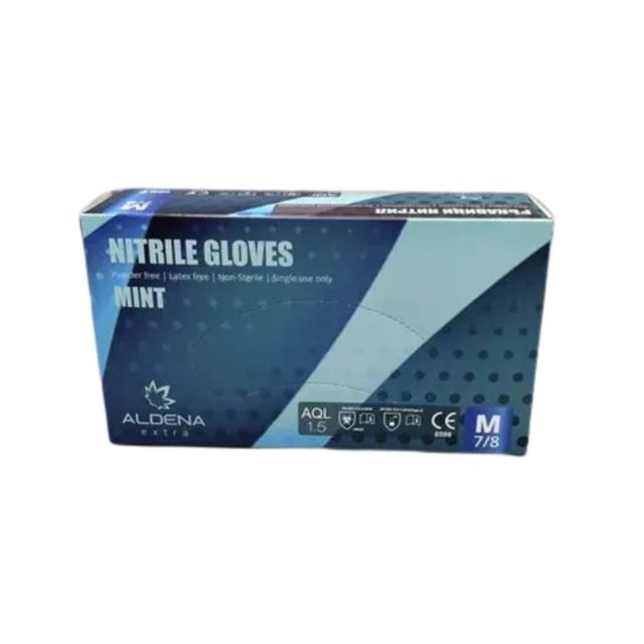 Eldobható nitril kesztyű, M-es méret, zöld, 100 db. egy dobozban