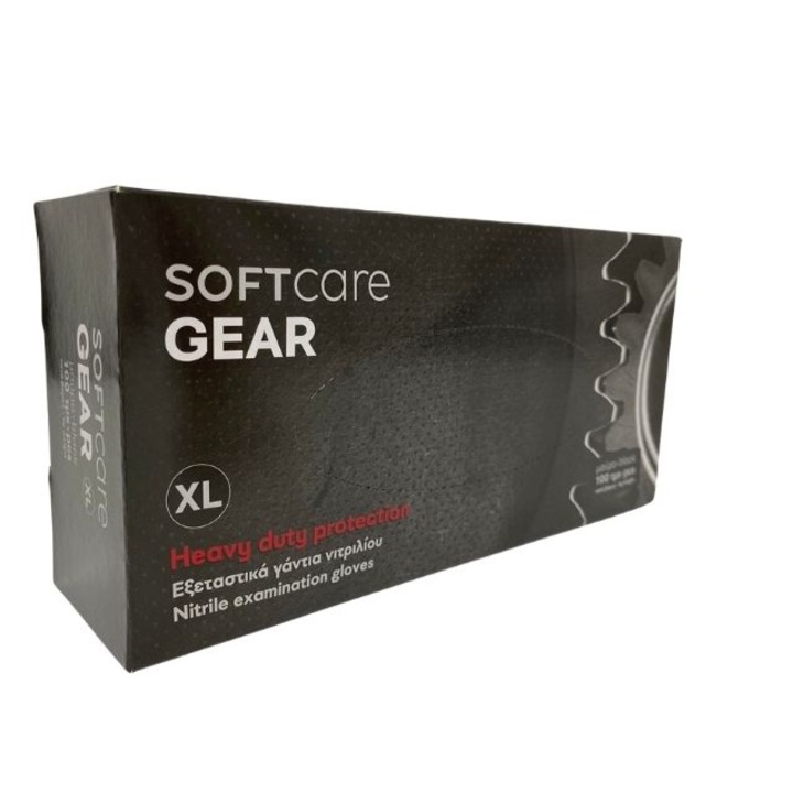 Auto Mechanic Nitril gumikesztyű Soft Care Gear, XL méretű, fekete, 100 db. egy dobozban