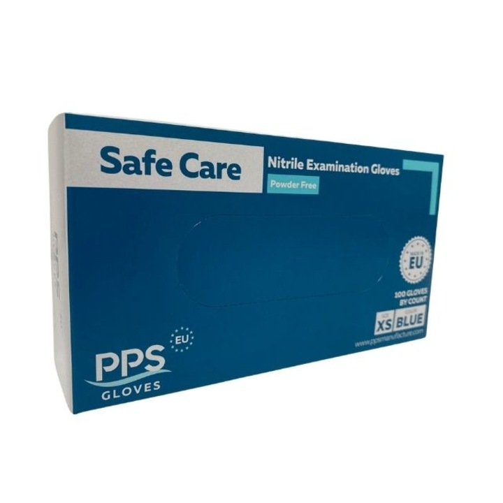 Eldobható nitril kesztyű, PPS, XS méret, kék, 100 db. egy dobozban
