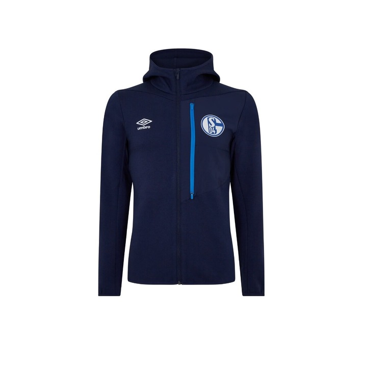 Umbro, Футболно горнище Schalke 04 Pro Fleece Jacket с качулка, Тъмносин