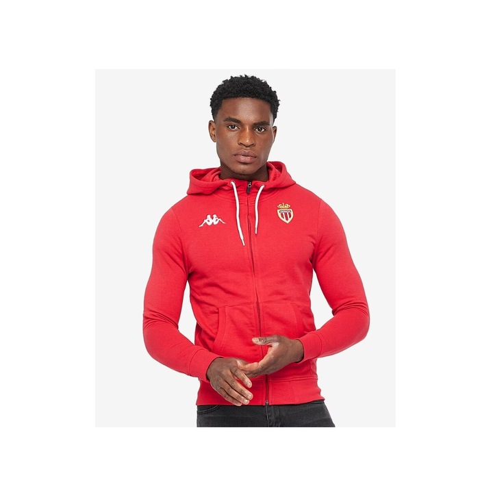 Kappa, Футболно горнище Monaco Fleece Jacket с качулка, Червен, Размер M