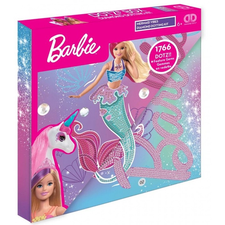 Комплект за занаяти Diamond Dotz, Barbie Mermaid Vibes, 28x28cm, +3 години