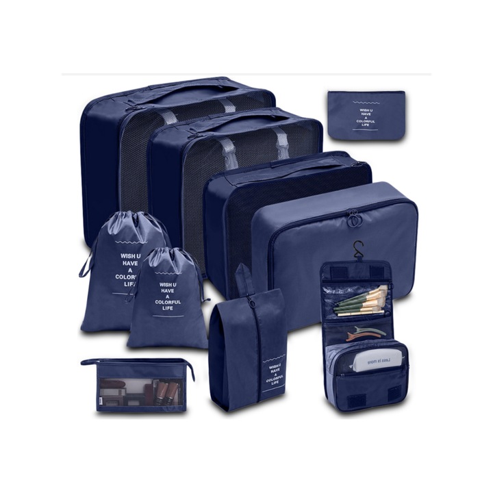 10 darabos utazásszervező készlet ruhákhoz, cipőkhöz és fehérneműhöz
