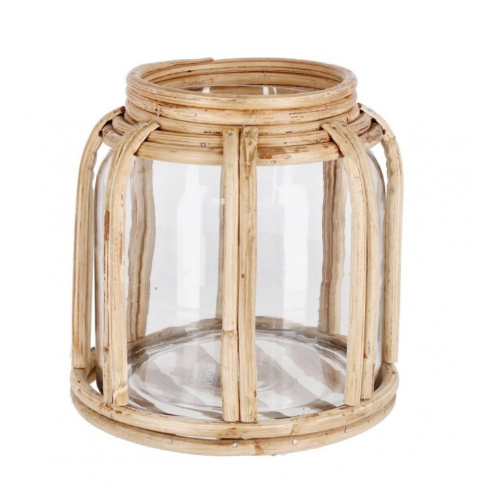 Vaza flori sticla ratan natur Chaman 22x22 cm