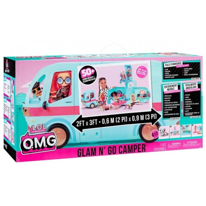 Kamper LOL Surprise Glam N' Go, MGA, több mint 55 meglepetés, medencével és lámpákkal, 380x692 mm