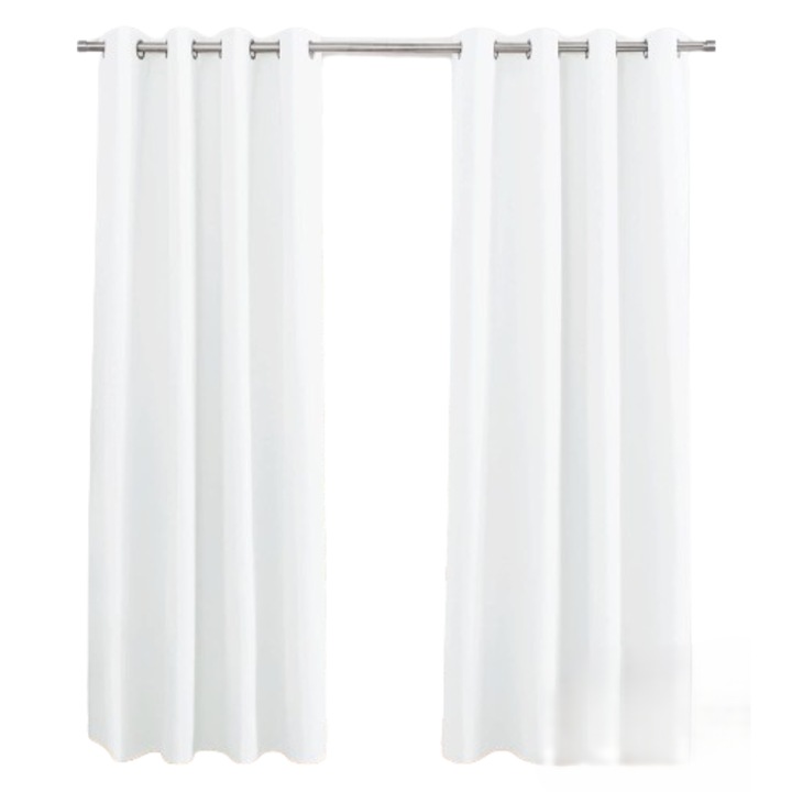 Set de 2 perdele PONY DANCE, 245 x 140, opace, cu inele si strat dublu, Alb