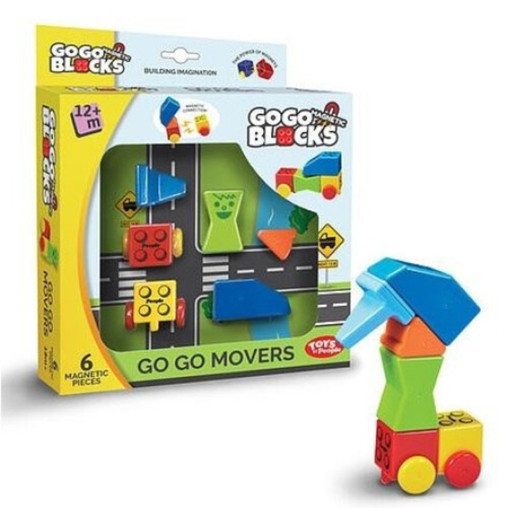 Set de constructie magnetic People Blocks, 6 piese, multicolor, 203x211 mm