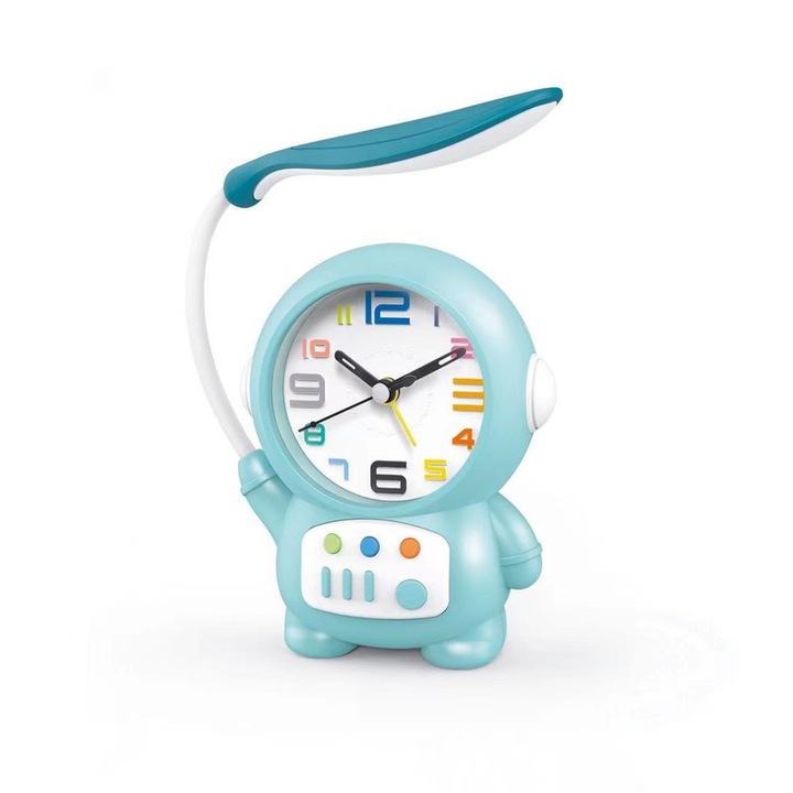 Ceas desteptator lampa astronaut, LED, albastru