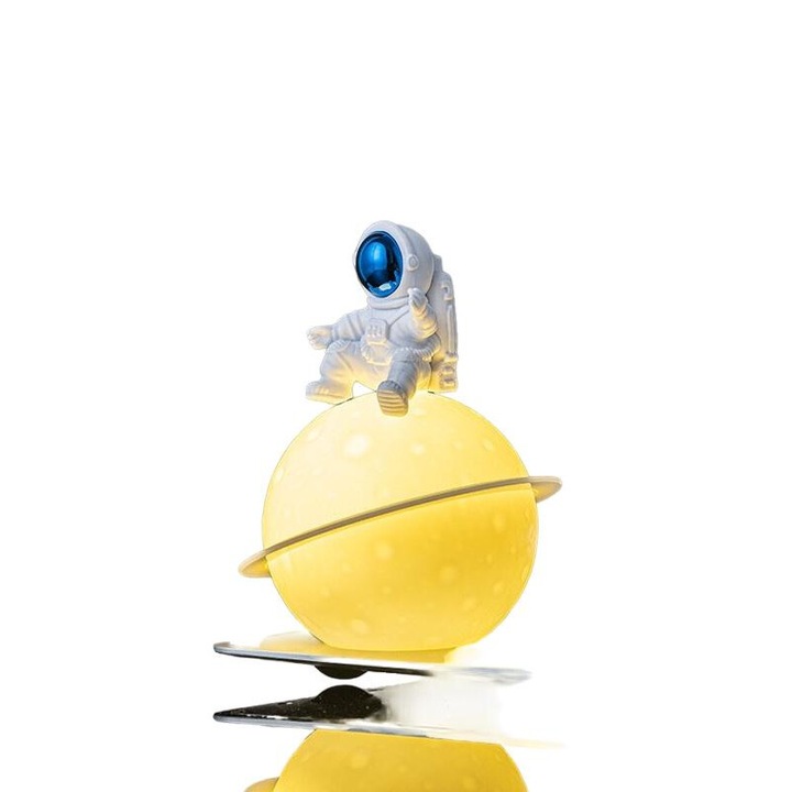 Детска нощна лампа, космонавт, метален ефект, синя