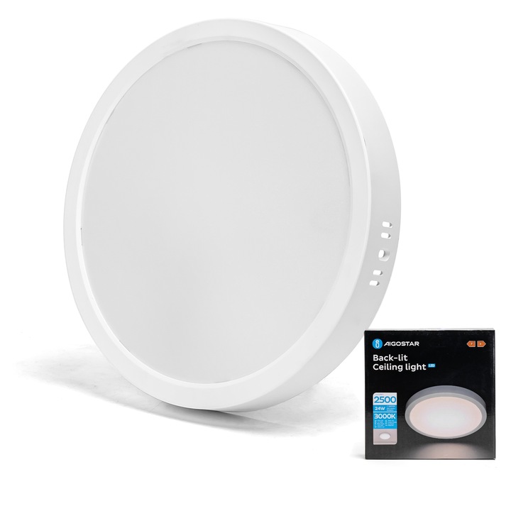 LED felületi mennyezeti lámpa, meleg fény 3000K, 2500lm, fehér, 289x38mm