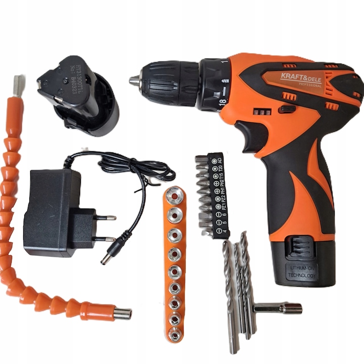 Akkus csavarhúzó készlet, Kraft&dele, 2x elem, 30Nm, KD3085