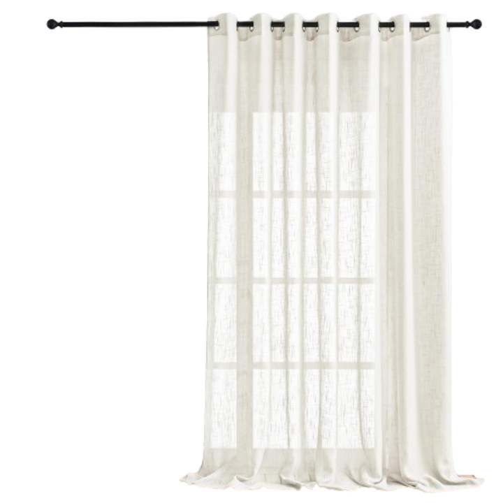 Pony Dance függöny, fém gyűrűkkel, 253 x 217 cm, krémfehér, vászon textúrával