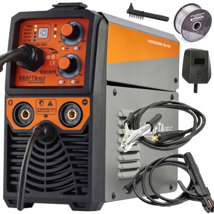 Aparat de sudura MIG MAG MMA TIG 200A, Kraft&Dele, 4 in 1, flux, 230V, 7kg