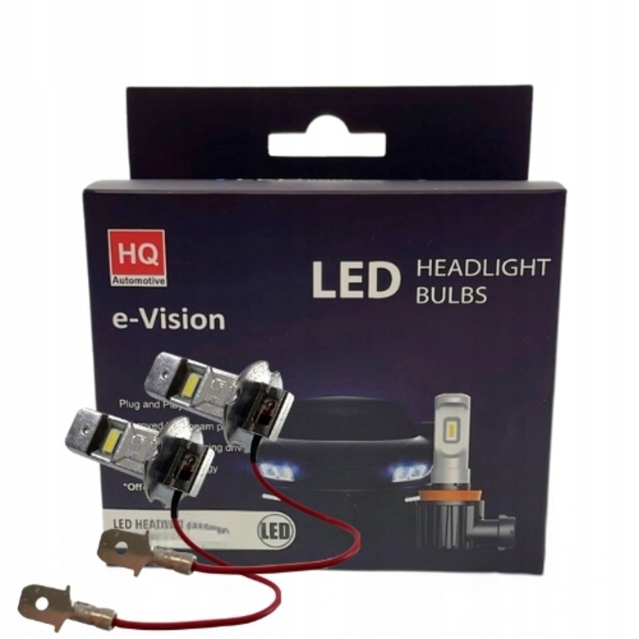 Set 2 becuri pentru faruri auto HQ-1078, LED, H3, 6000K, 12V 24V, 14W