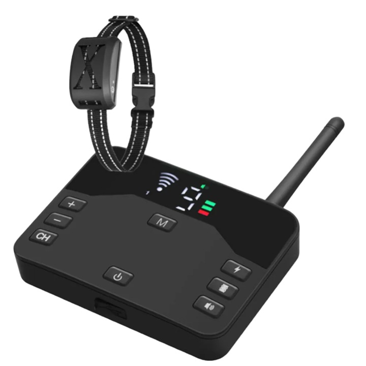 Gard electric fara fir pentru caini incapatanati, sistem de retinere a limitelor animalelor de companie, guler de soc reincarcabil, IP67, raza reglabila, pentru 1 caine