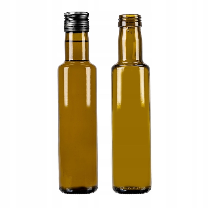 Set Sticla Cu Capac, SuperButelki, Sticla, 250 ml, Productie De Inalta Calitate, Usor De Curatat, Durabil, Inaltime 22.5 cm, Latime 5 cm, Verde Masliniu