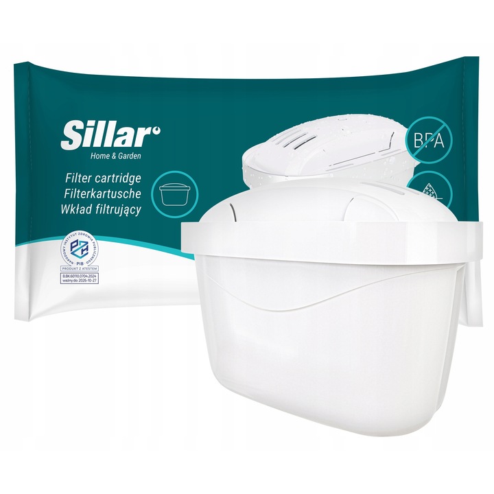 Filtru de apa, Sillar, Compatibil cu Brita/Dafi, Alb