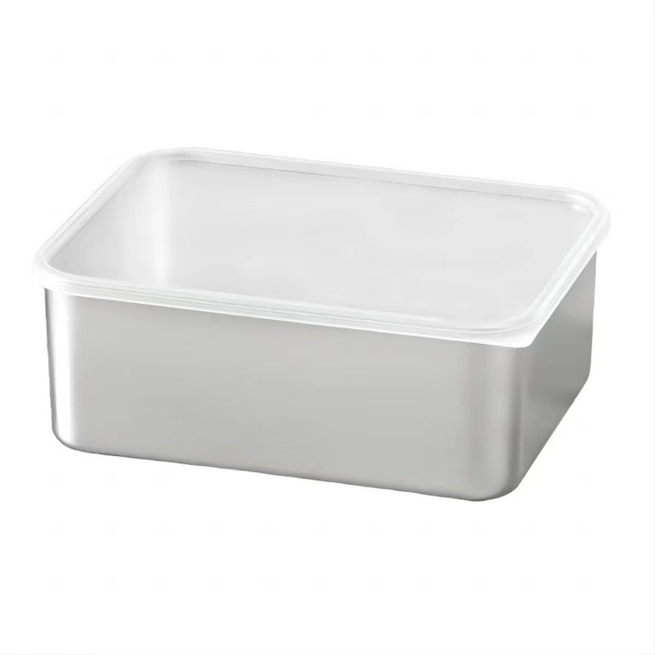 Cutie alimentara din inox pentru picnic si congelare, etansa, argintiu, 22x14.5x5cm