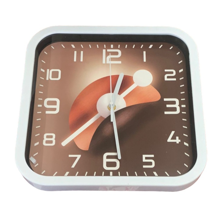 Ceas de Perete Patrat Maro, Rama Alba 27 cm