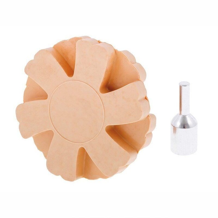 Gumi korong matrica, ragasztó, fólia és festék maradványok eltávolításához, M8 adapterrel fúróhoz, fi90mm, 63546 Carmotion