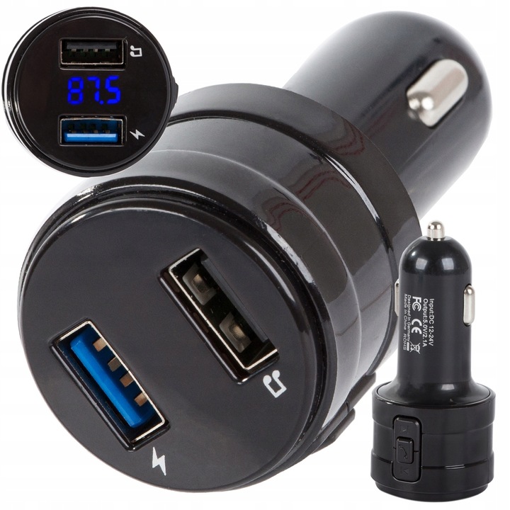 Transmitator FM Bluetooth MP3 cu Hands-Free si Incarcator USB Dual pentru Masina
