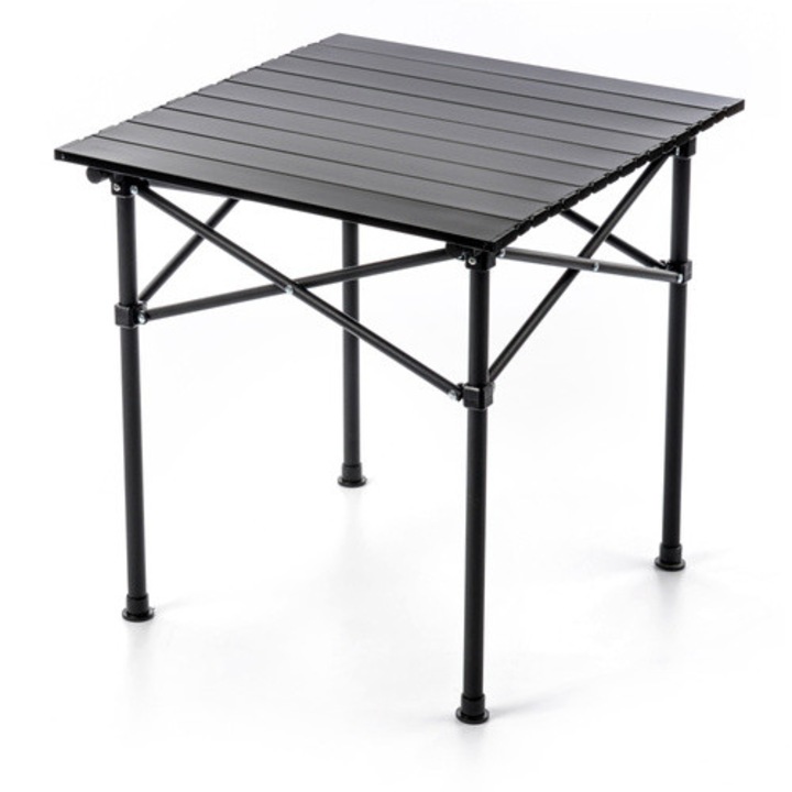 Masa Pliabila De Gradina/Camping, Meteor, Bankada, Usoara, Aluminiu, Capacitate Maxima 50 Kg, Compacta Cu Geanta, 51x53x50 cm, Neagra