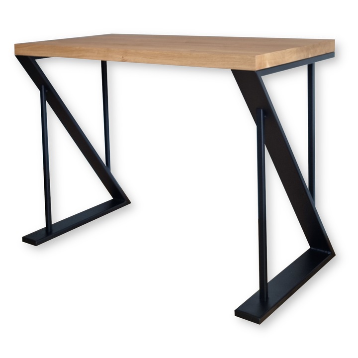 Steybl Z-TYPE loft íróasztal, tölgyfa lap, matt fekete, 120x60x75cm