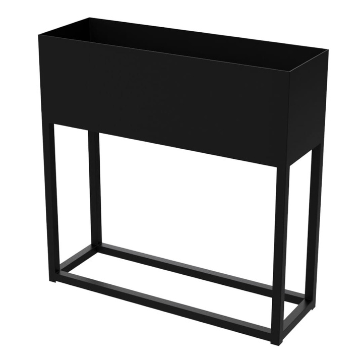 Fém virágtartó, steybl, 40x40x20 cm, fekete, loft stílus