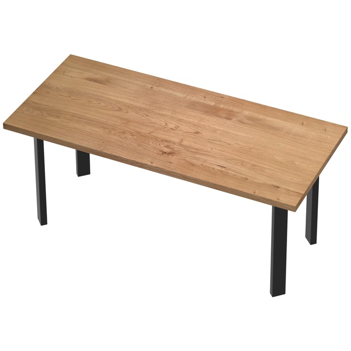 Stabil asztal. Straight One, tölgyfa felső, matt fekete, 200x80x75cm