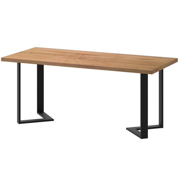 Stabil asztal. tölgyfa felső, matt fekete, 160x80x75cm