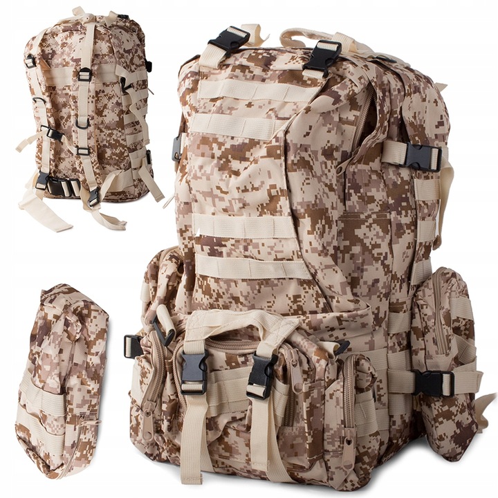Rucsac tactic Verk Group, impermeabil, sistem MOLLE, maro, 50x55x16cm