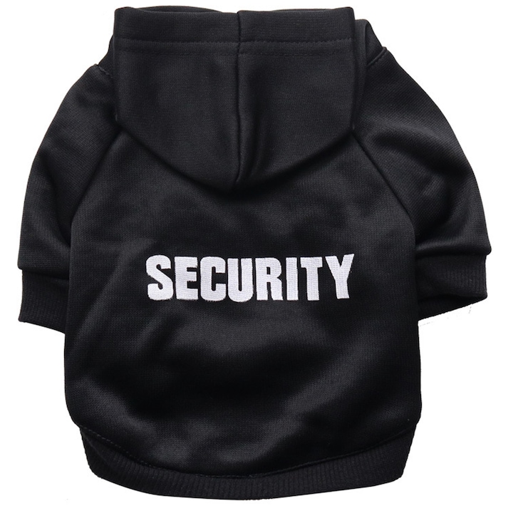 Haina Tip Hanorac Cu Manceci Si Gluga Pentru Catel/Pisica, Zggzerg, Rezistent la vant si cald, Rezistent la murdarie, Usor de curatat si de purtat, Design clasic, Pentru iarna, vreme rece, Textil, M, 29 x 28 x 40cm, Negru