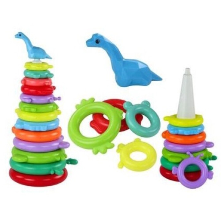 Интерактивна играчка, LEANToys, Пирамида, 13 цветни ринга, 29x14x14см, 1+