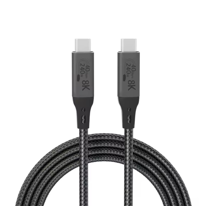 Cablu date USB cu Incarcare Rapida, ABY PRODUCTS®, USB-C la USB-C, 8K@60Hz, Transfer Date 40Gbps, Super Fast Charger, Lungime 180 cm, Negru