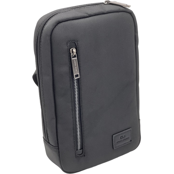 Borseta barbati Crossbody, Negru, Panza Oxford, 17x27x7 cm