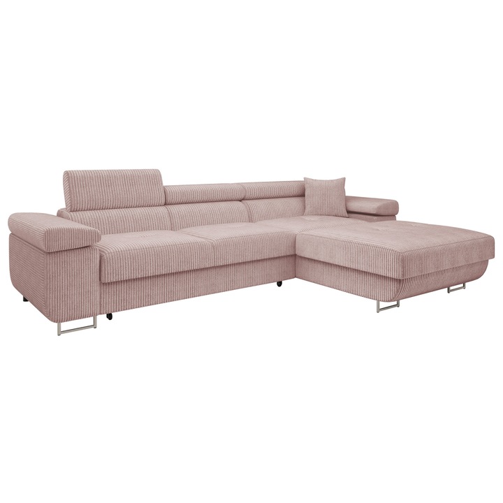 Coltar rabatabil Torezio Mini Reiat, MIRJAN24, dreapta, roz, 170x280x87 cm