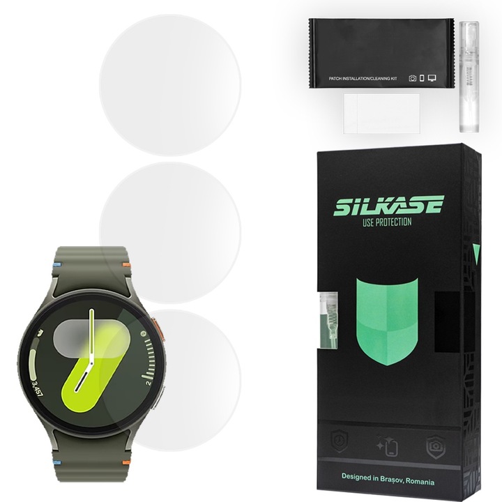 3db matt fólia készlet SILKASE Samsung Galaxy Watch 7, 40mm, szilikon, megújuló, teljes kijelzős