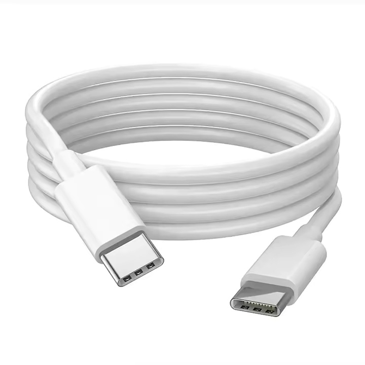 Cablu de Date si Incarcare Rapida compatibil USB-C la USB-C, 3A-60W, incarcare, transfer date, compatibilitate universala, culoare alb, 1m