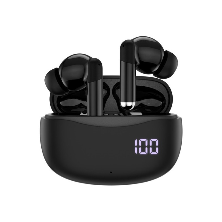 SP9 vezeték nélküli fülhallgató, IPX4 vízálló, 24 órás autonómia, érintésvezérlés, fekete