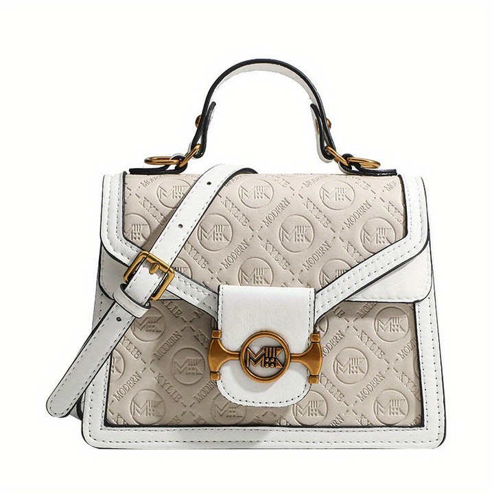 Kis táska, tetővel, MODERN KYLIE, print, bézs, poliuretán