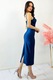 Rochie de seara Tanvea, cu insertii din cristale si falduri, Albastru Royal, Marime S/M